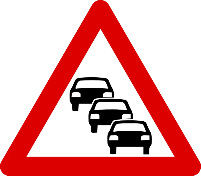 a red triangle with three cars on it, pixabay, traffic signs, cramped, car moving fast, utrecht