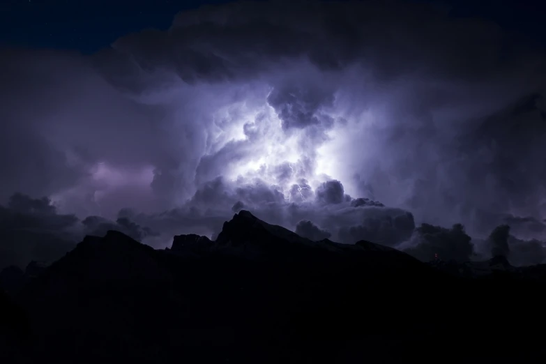 a bunch of clouds that are in the sky, a picture, by Matthias Weischer, glowing lightening, dramatic mountain background, doom of the gods, dramatic purple thunders