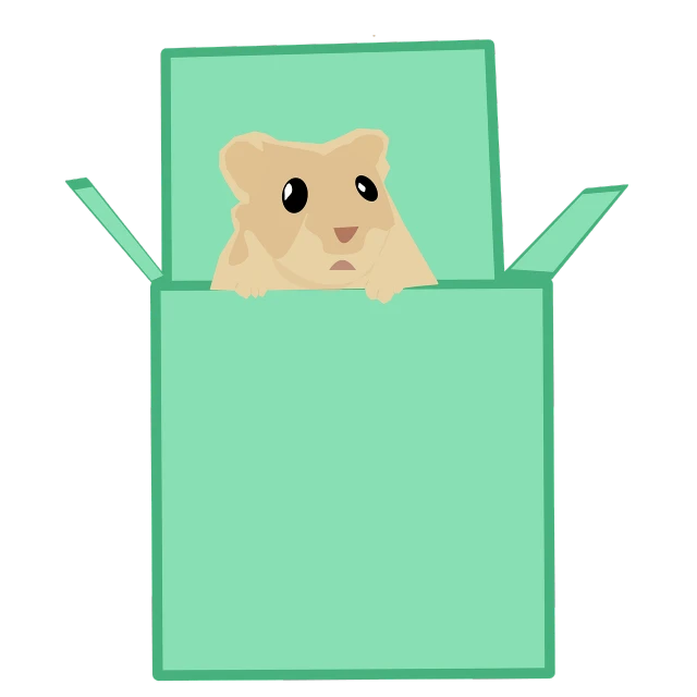 a hamster peeks out of a green box, an illustration of, inspired by Masamitsu Ōta, lineless, early screen test, !face, unedited