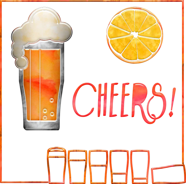 a beer glass with a slice of lemon next to it, a digital rendering, by Bob Singer, pixabay, pop art, cheers, pub sign, various posed, shiny!!