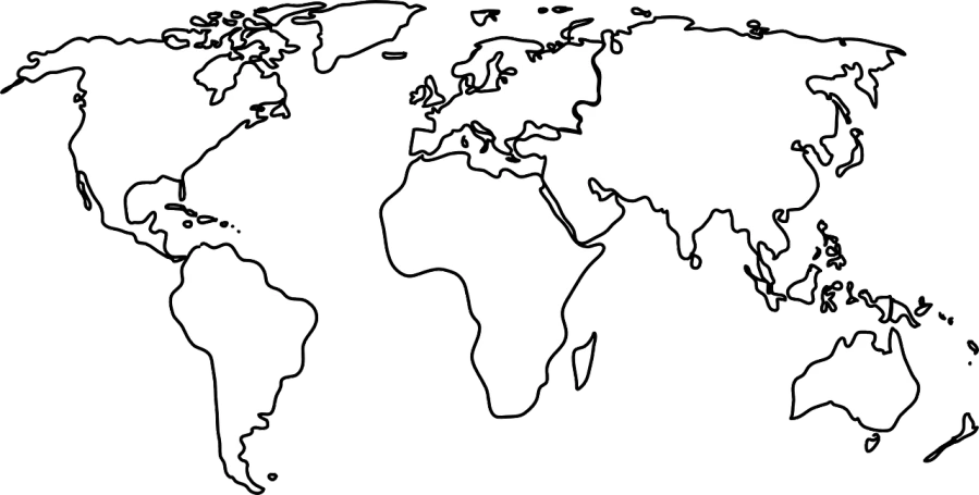 a black and white map of the world, by Joseph Bowler, pexels, ( ( dithered ) ), 2 0 5 6 x 2 0 5 6, white outline, sea