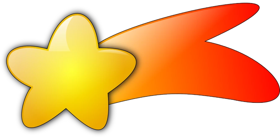 a yellow star and a red star on a white background, a screenshot, deviantart, conceptual art, orange hair bow, curved red arrow, clip-art, homestar runner