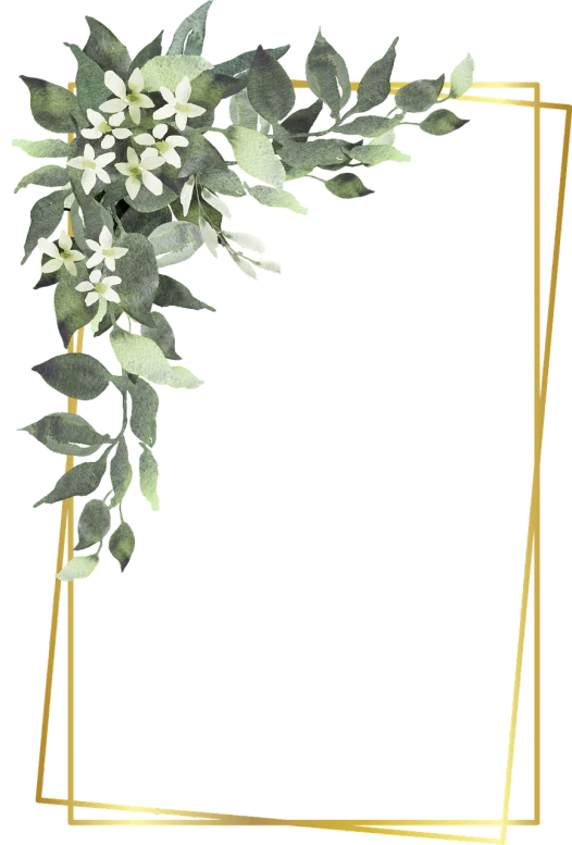 a gold frame with leaves and flowers on a black background, a digital rendering, inspired by Katsukawa Shunshō, moringa oleifera leaves, with a long white, background bar, bouquet