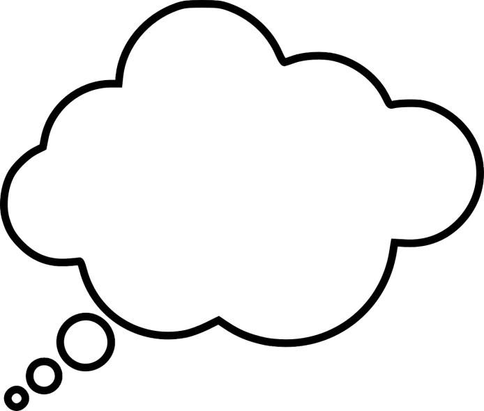 a thought bubble on a black background, a screenshot, pixabay, white fluffy cloud, white bg, plan, by :5