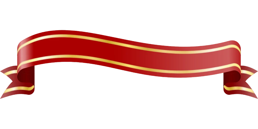 a red and gold ribbon on a white background, a picture, inspired by Masamitsu Ōta, sōsaku hanga, smooth visual lines, wave, banner, dark red