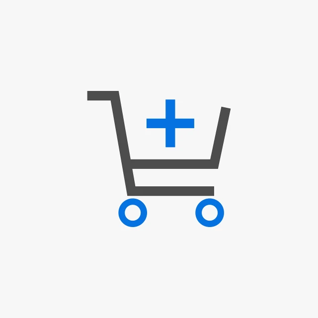 a shopping cart with a plus sign on it, bauhaus, simple and clean illustration, medium wide shot, medical equipment, blue-black