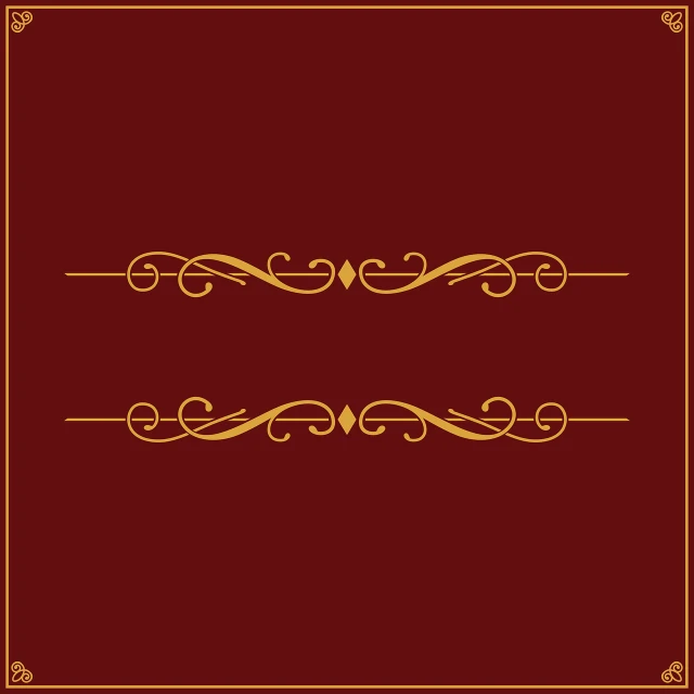 a decorative gold frame on a red background, an album cover, line vector art, ornate borders, fine simple delicate structure, book cover illustration