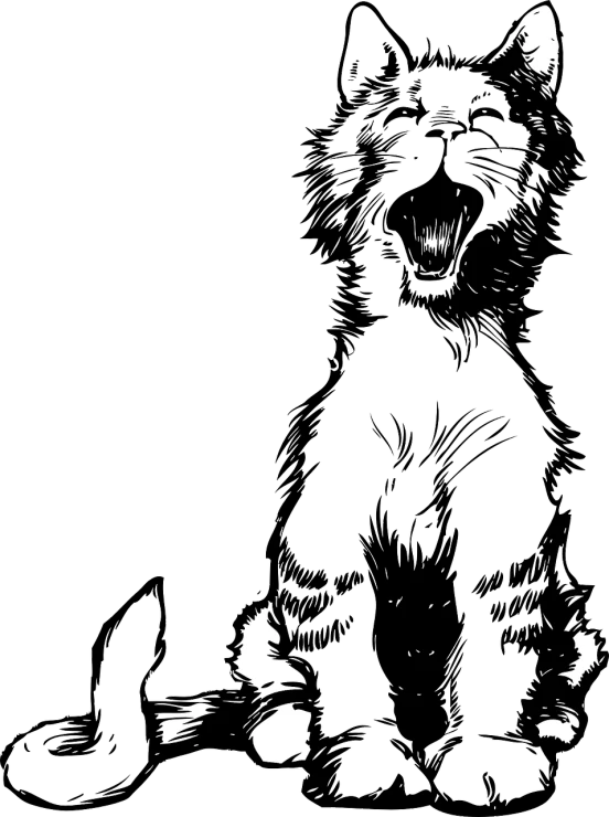 a black and white drawing of a cat, lineart, by Kuno Veeber, furry art, amoled wallpaper, angry high moral sexy werewolf, black dog, glowing in the dark