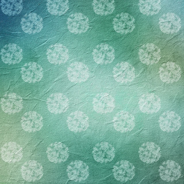 a green and blue background with a pattern of snowflakes, a stock photo, inspired by Alesso Baldovinetti, baroque, paper crumpled texture, flowers around, circus background, handcrafted paper background