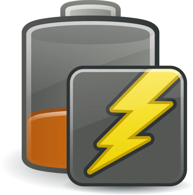 a battery with a yellow lightning on it, digital art, rating: general, packshot, terminals, casual