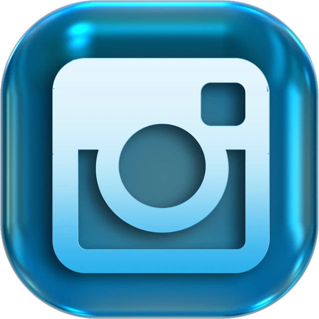 a blue square button with a picture of a camera, instagram, digital art, blue transparent jelly, trending photo, ironman, logo for a social network