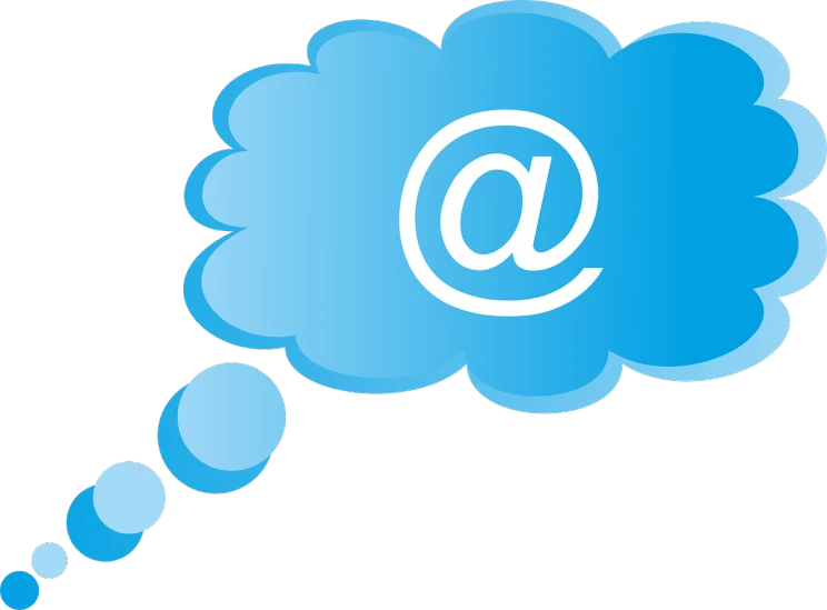 a cloud with an email symbol coming out of it, by Matt Cavotta, trending on pixabay, computer art, speech bubbles, logo has”, mind, left