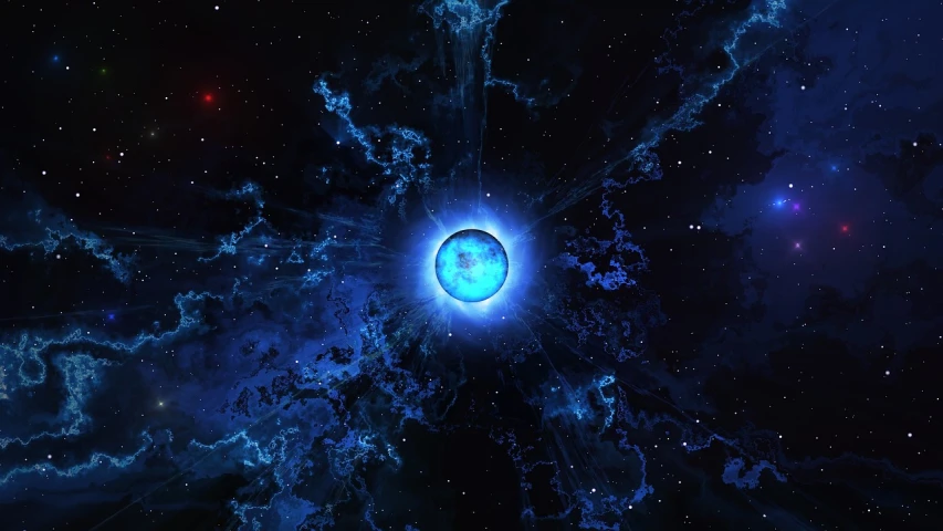 a black hole in the middle of a space filled with stars, an illustration of, tumblr, blue fireball, hd phone wallpaper, neutron star, orb of agamento