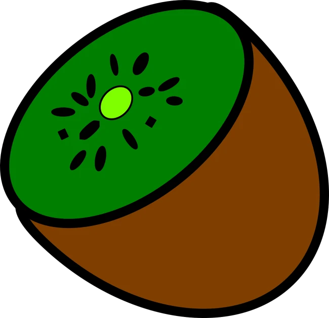 a kiwi fruit on a black background, inspired by Masamitsu Ōta, clean lineart and flat color, ( ( dark skin ) ), ( brown skin ), green and black colors
