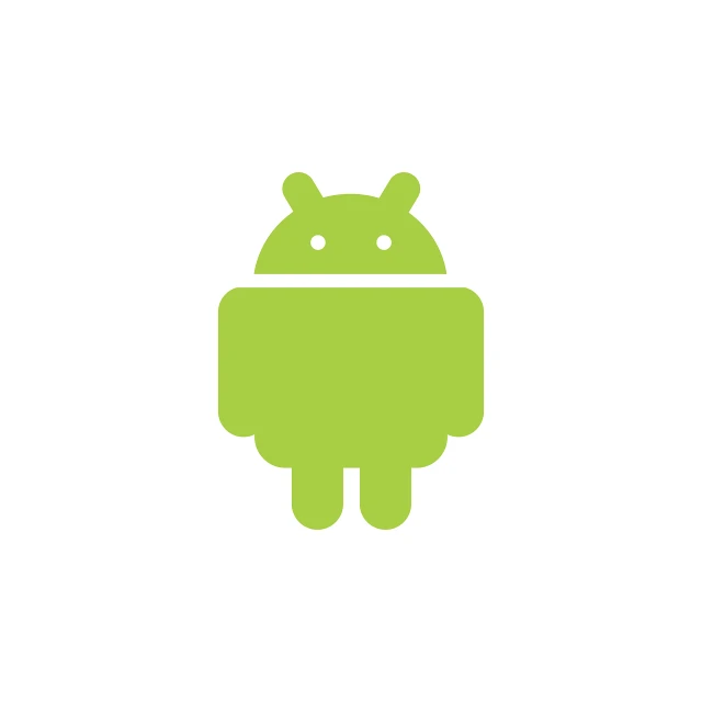 a green android logo on a white background, minimalist logo vector art, 🎨🖌, square, felt
