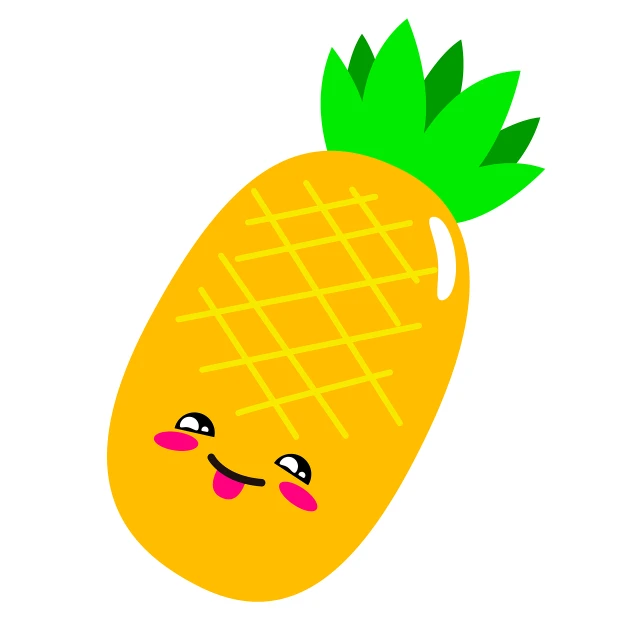 a cartoon pineapple with a tongue sticking out, an illustration of, mingei, little shy smile, loli, mango, very sharp likeness