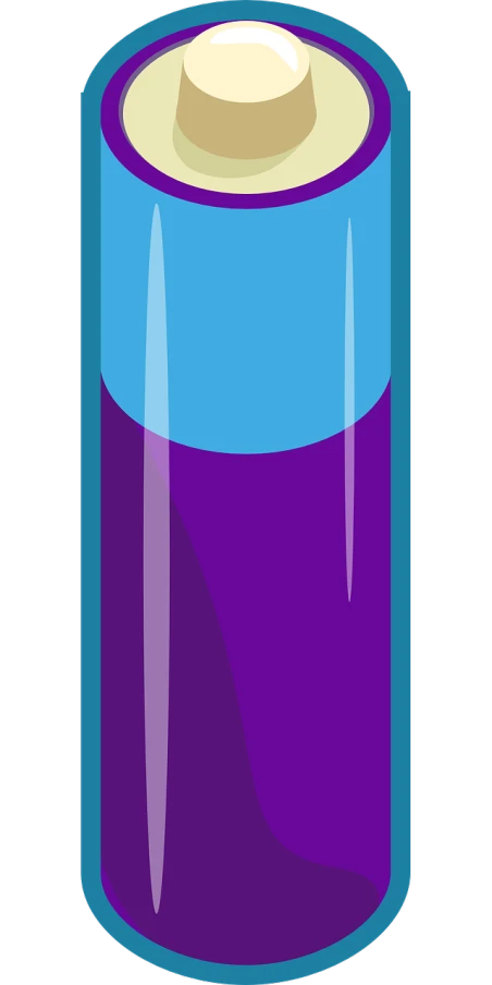 a close up of a battery on a black background, inspired by Doug Ohlson, conceptual art, purple and blue color scheme, beaker, mobile game art, juice