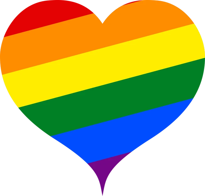 a rainbow heart on a black background, no gradients, pride flag in background, clipart, beautiful!!!!!!!!!!!!