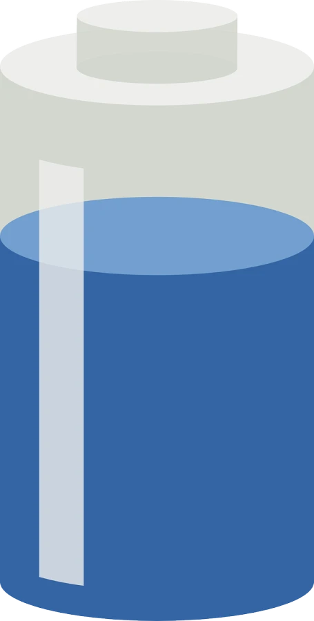 a blue container filled with water sitting on top of a table, a minimalist painting, inspired by Raoul De Keyser, flickr, suprematism, flat vector graphic, round-cropped, crystal column, blue and gray colors