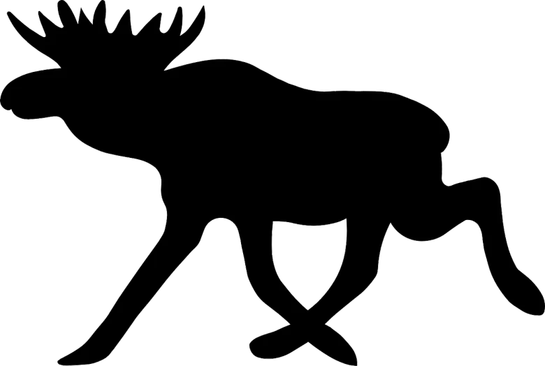 a moose silhouetted against a white background, a cave painting, trending on pixabay, vector art for cnc plasma, two legged with clawed feet, walking down, vector