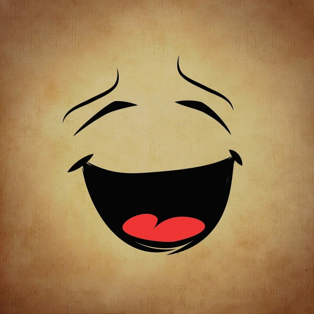 a close up of a person's face with a smile on it, vector art, tumblr, insane crazy laugh, in simple background, iphone wallpaper, happy and spirited expression
