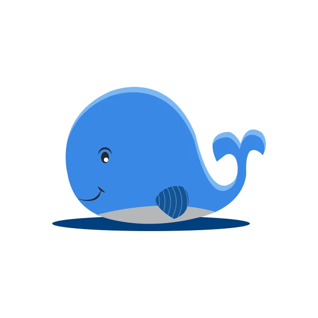 a cartoon blue whale on a white background, mingei, round round round nose, crawling, on simple background, leaf