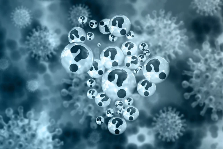 a group of skulls surrounded by snowflakes, a microscopic photo, by Matija Jama, shutterstock, question marks, underwater bubbles background, plague and fever. full body, stock photo