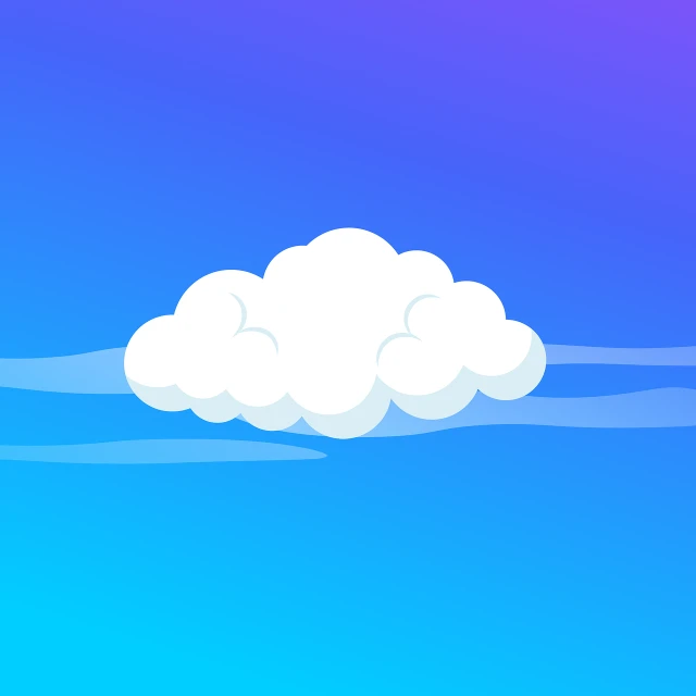 a cloud floating on top of a body of water, an illustration of, shutterstock, simple 2d flat design, sky gradient, cartoon style illustration, animation