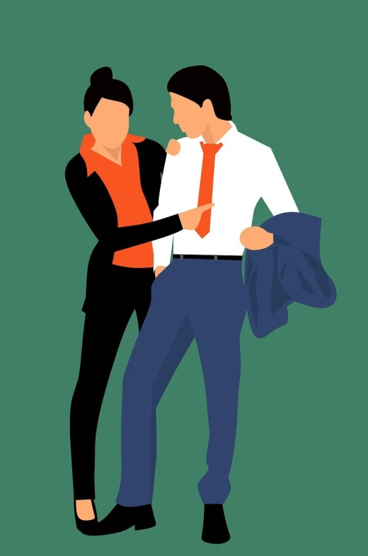 a couple of people standing next to each other, vector art, digital art, pointing, office clothes, passionate pose, men