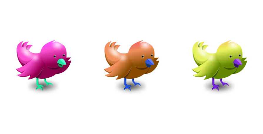 a group of three colorful birds standing next to each other, a digital rendering, deviantart, psd spritesheet, bird poo on head, with a black background, flying around the bird