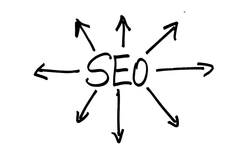 the word seo surrounded by arrows on a black background, an engraving, pixabay, sketched 4k, [ moist, harness, diagram