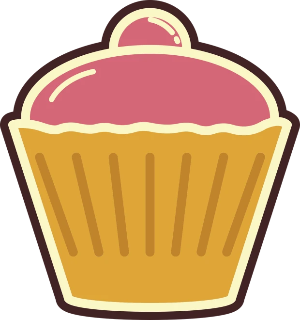 a cupcake with a cherry on top, a digital rendering, pop art, hero shot, icon, plain, with a black background