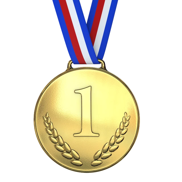 a gold medal with a ribbon around it, a digital rendering, on black background, full subject shown in photo, outstanding detail, beginner