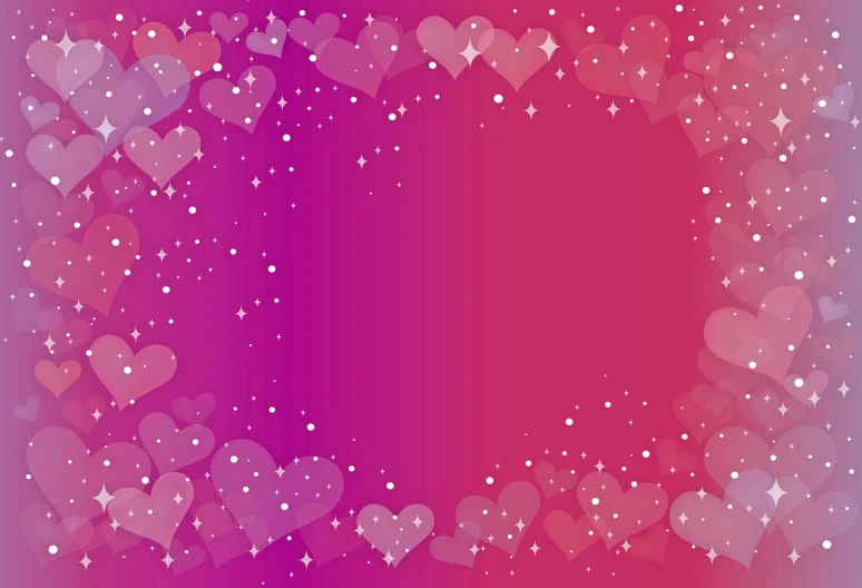 a pink and purple background with hearts and stars, stardust gradient scheme, background ( dark _ smoke ), gradation, full of sand and glitter