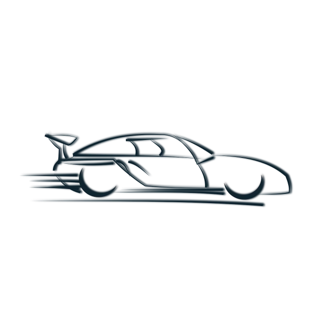 a silhouette of a car on a black background, concept art, inspired by Harry Haenigsen, reddit, hand drawn animation, porsche rsr, teonanacatl glyph, thumbnail