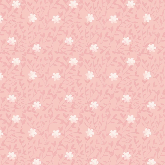 a pink background with white flowers and leaves, a digital rendering, inspired by Katsushika Ōi, sōsaku hanga, meadow background, tileable, 1128x191 resolution, yayoi kasuma