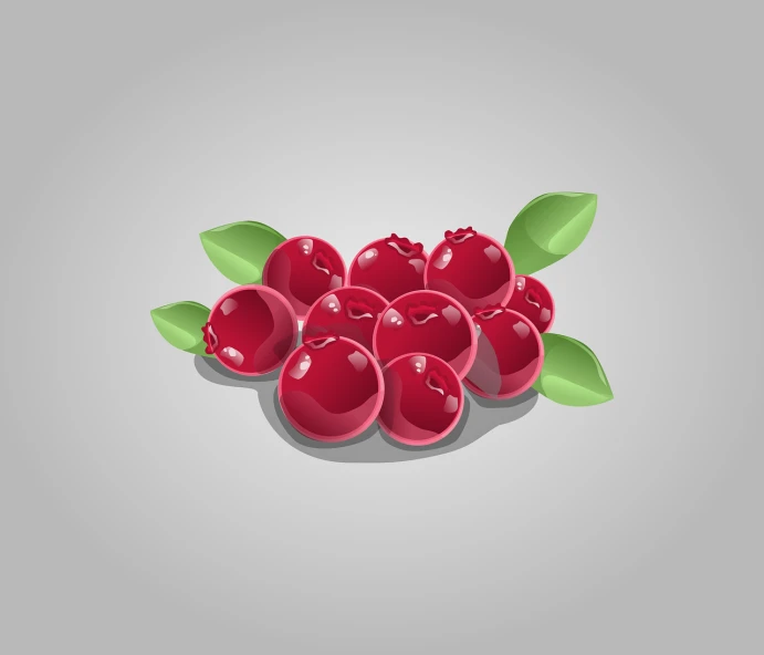 a bunch of cranberries sitting on top of each other, a digital painting, polycount, digital art, cartoonish vector style, on a gray background, a beautiful artwork illustration