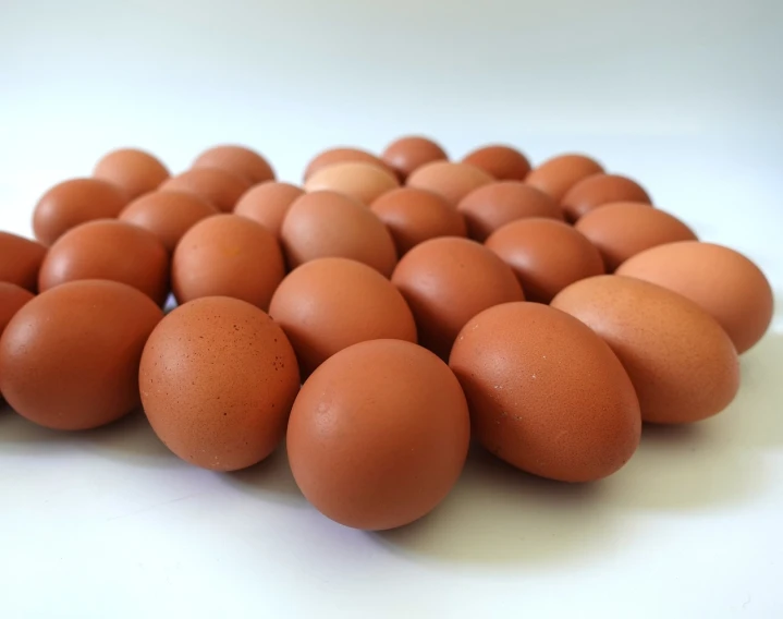 a pile of brown eggs sitting on top of a white table, a picture, by Georgina Hunt, high detail product photo, full building, f 4. 0, coloured