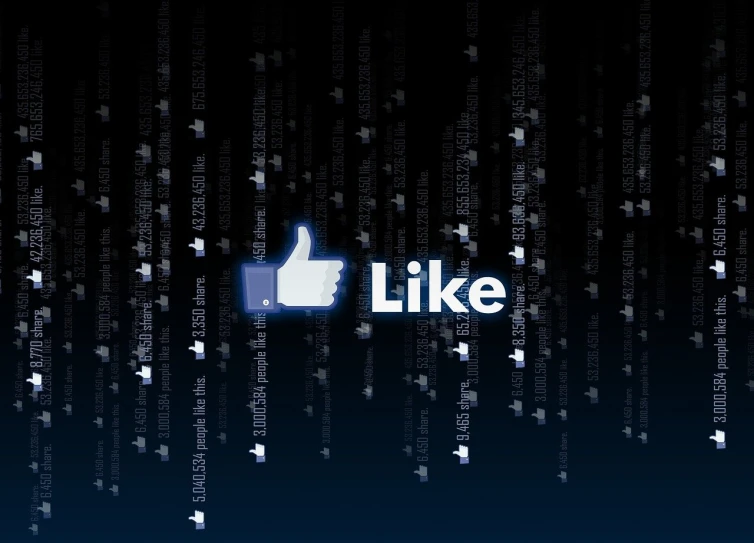 a facebook like logo on a dark background, a digital rendering, tumblr, matrix text, liflike, vertical wallpaper, boke