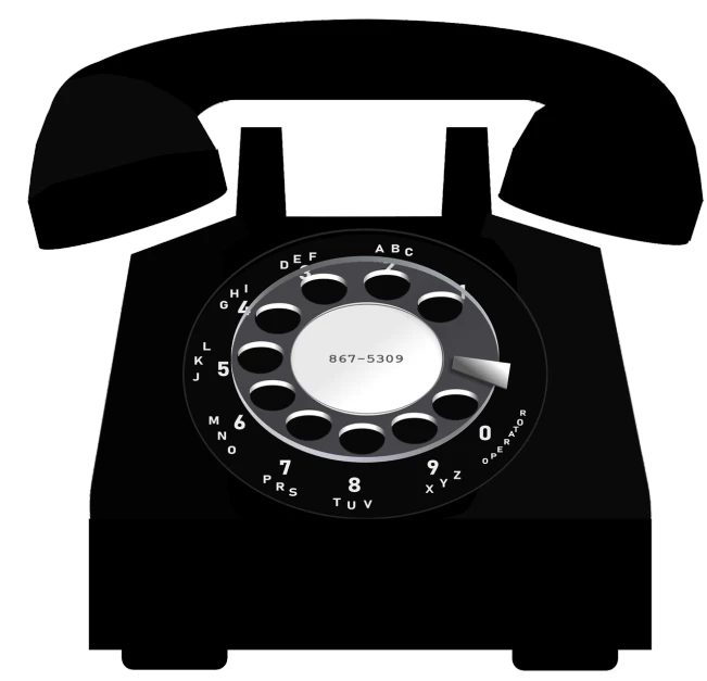 a black telephone sitting on top of a table, a raytraced image, by Bob Ringwood, pixabay, digital art, black backround. inkscape, the ring is horizontal, in front of a black background, paul rand