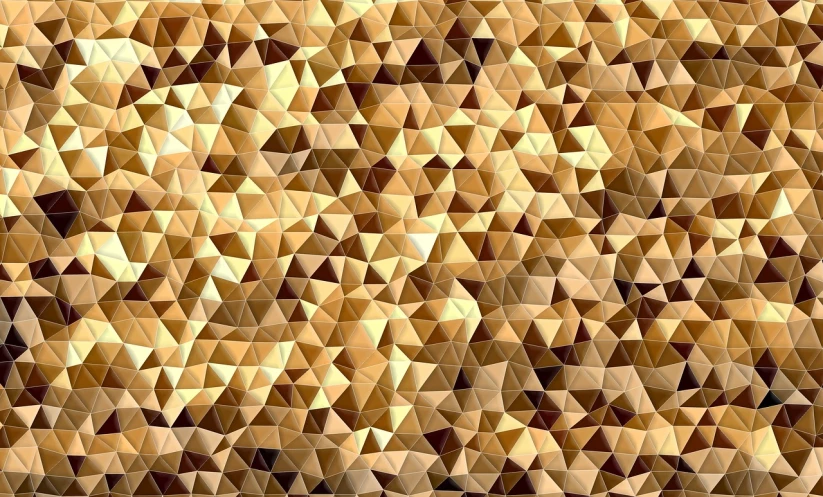 a close up of a wall made of triangles, pixabay, crystal cubism, brown and gold, everything is carpet and 3d, low polygons illustration