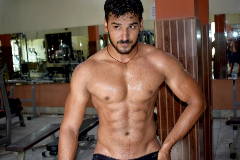 a shirtless man standing in a gym, indian super model, avatar image, actor, profile picture 1024px