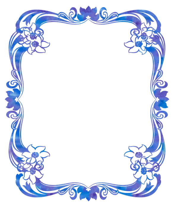 a purple and blue frame on a black background, a digital rendering, art nouveau, deep blue water color, transparent backround, colored woodcut, phone background