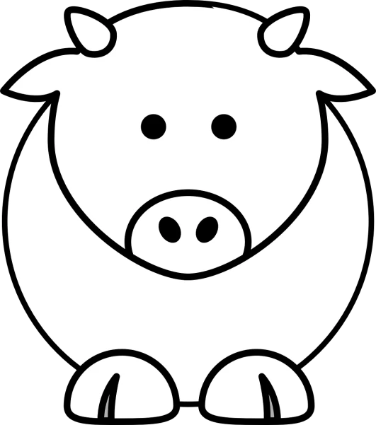 a black and white picture of a pig, vector art, pixabay, !!! very coherent!!! vector art, bottom shot, black backround. inkscape, that resembles a bull\'s