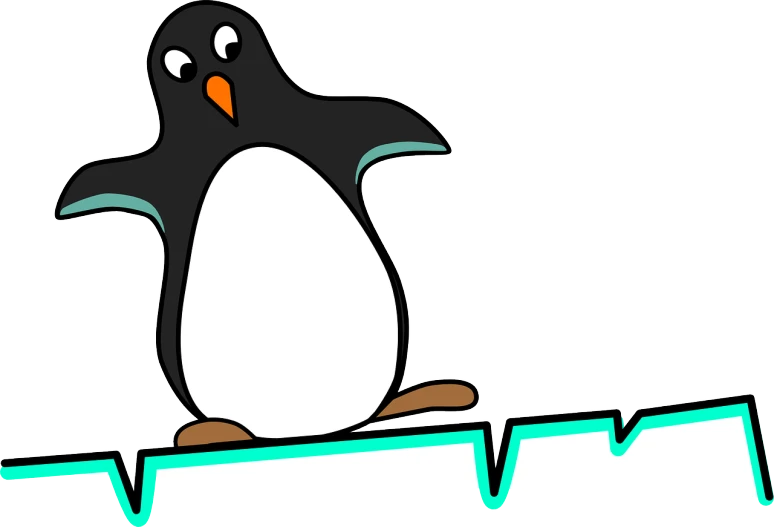 a cartoon penguin sitting on top of a sign, inspired by Masamitsu Ōta, trending on pixabay, happening, medical, vinyl, circuit, left profile