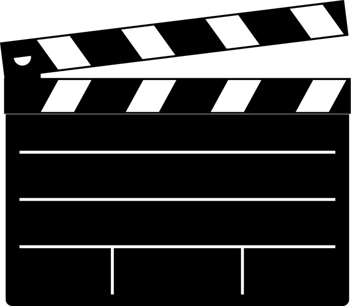 a black and white photo of a movie clapper, a picture, pixabay, minimalist logo without text, ( land ), banner, 000 — википедия