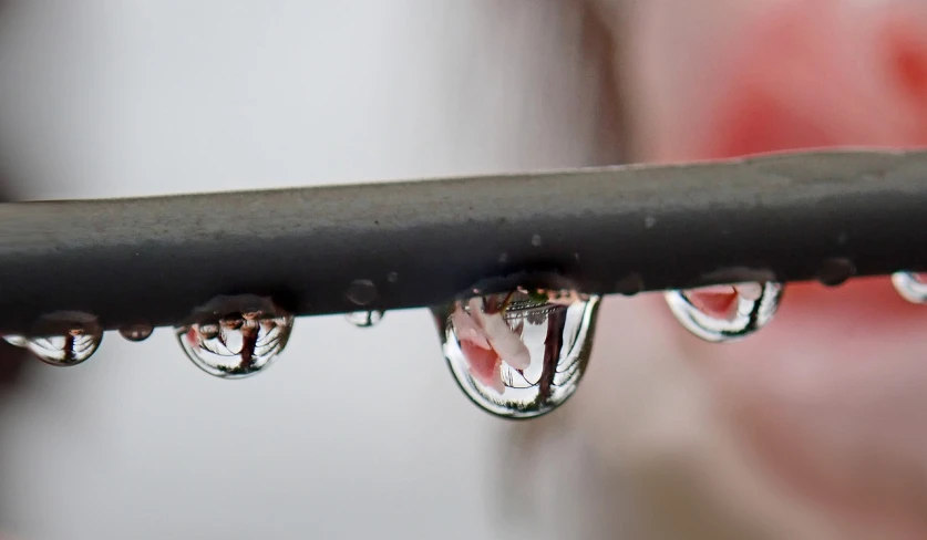 a close up of a bunch of water droplets, by Jan Rustem, unsplash, photorealism, rails, pipes, thin dof, wetcore