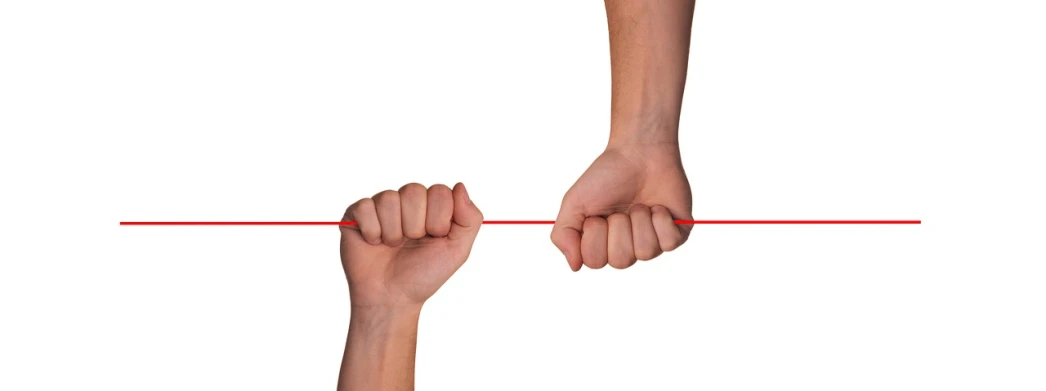 a pair of hands holding a red line, shutterstock, fighting each other, medium distance, garnishment, without background