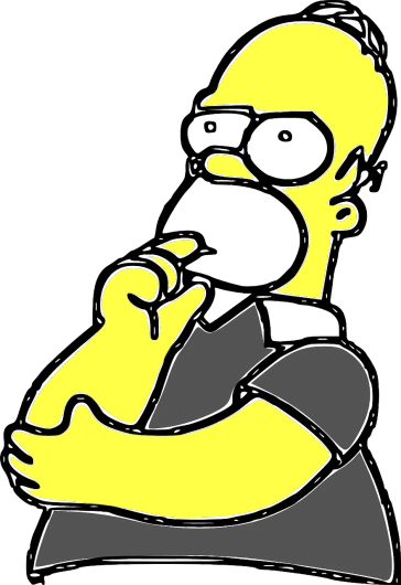 a drawing of a man in a suit and tie, inspired by Matt Groening, pixabay, pop art, real life homer simpson, illustration black outlining, eating, soda