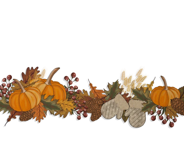 a group of pumpkins sitting on top of a table, a digital rendering, folk art, on a flat color black background, golden leaves at frame border, full width, cornucopia